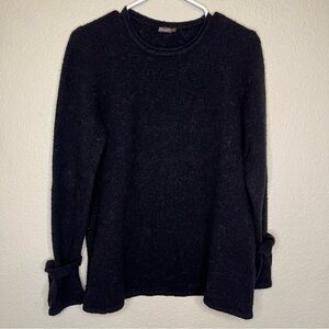 J. McLaughlin Black Merino Wool Baby Alpaca Blend Sweater Tie Sleeves Size Large